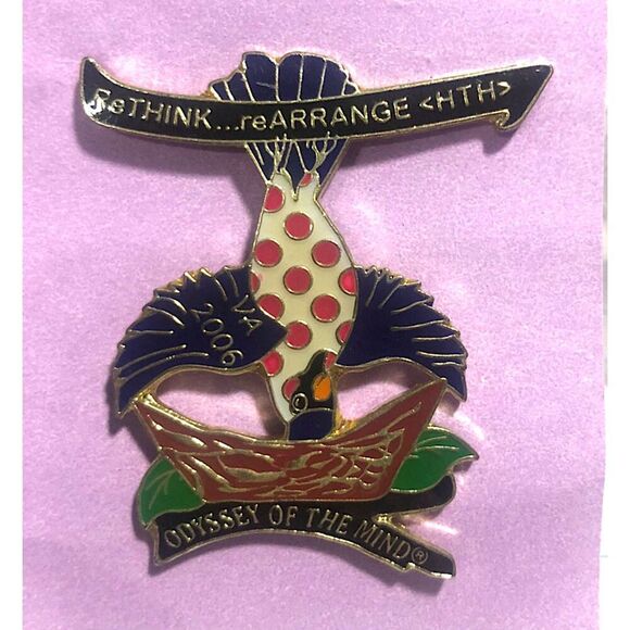 2006 Virginia, Odyssey of the Minds rethink...rearrange Cuckoo bird Pin - Picture 1 of 2